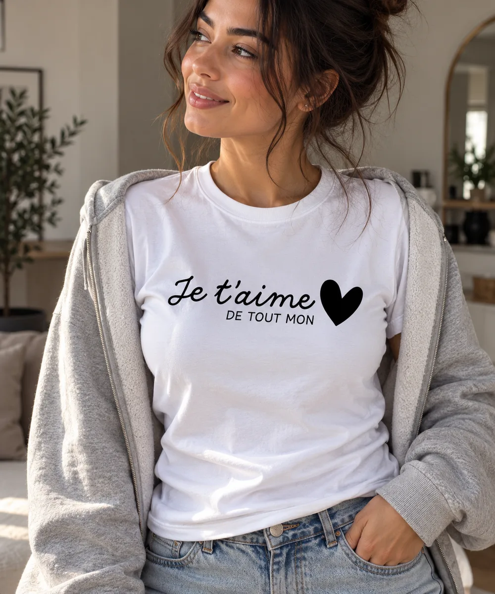 T-shirt Je t'aime de tout mon cœur